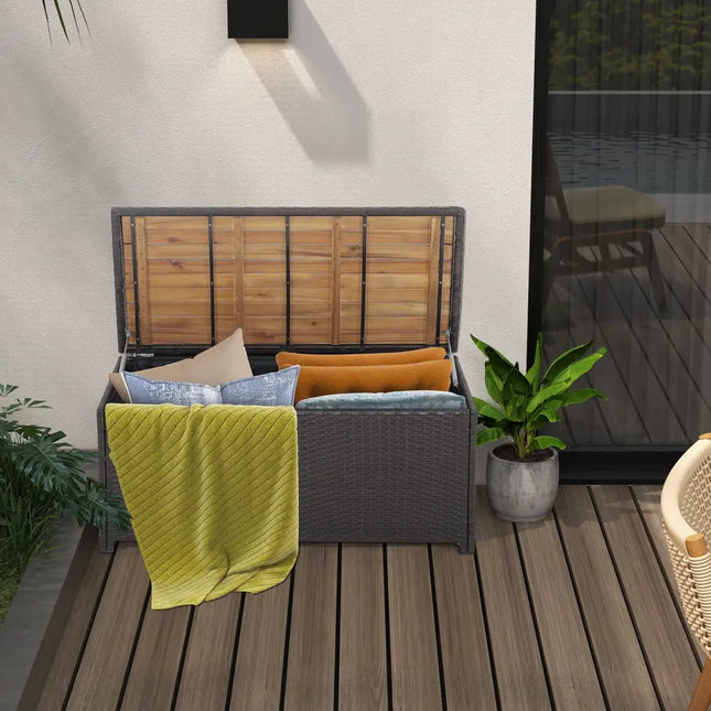 45 Gallon Outdoor Storage Bench with Zippered Liner - Brown - Sheds & Outdoor Storage