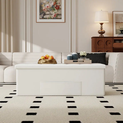 45 Inch Large Folding Ottoman Storage Seat-White Costway