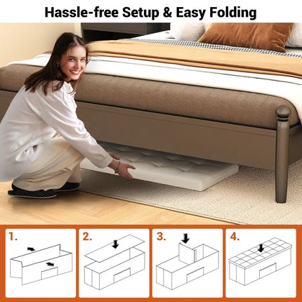 45 Inch Large Folding Ottoman Storage Seat-White Costway