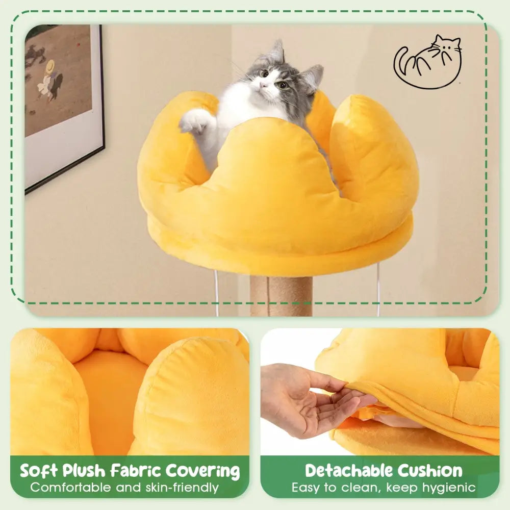 45 Inch Multi-Level Cat Tree with Plush Padded Top Perch and Fruit-Shaped Platforms - Multicolor - Cat Trees Condos &