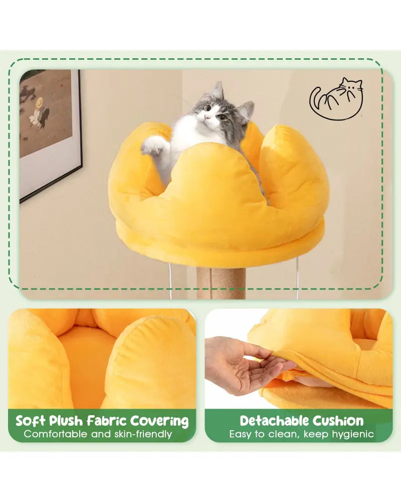 45 Inch Multi-Level Cat Tree with Plush Padded Top Perch and Fruit-Shaped Platforms - Multicolor - Cat Trees Condos &