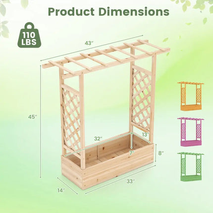 45 inch Tall Wooden Raised Garden Bed with Side Trellis and Hanging Roof-Natural - Natural - Raised Garden Beds