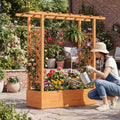 45 inch Tall Wooden Raised Garden Bed with Side Trellis and Hanging Roof-Orange - Orange - Raised Garden Beds