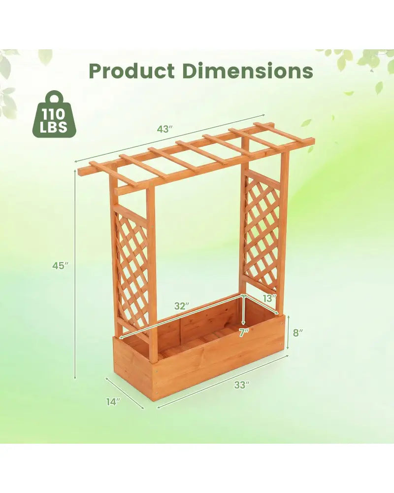 45 inch Tall Wooden Raised Garden Bed with Side Trellis and Hanging Roof-Orange - Orange - Raised Garden Beds
