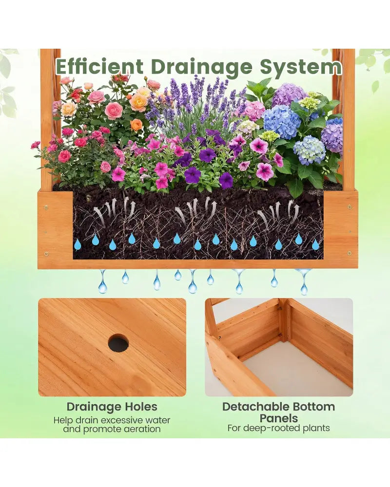 45 inch Tall Wooden Raised Garden Bed with Side Trellis and Hanging Roof-Orange - Orange - Raised Garden Beds
