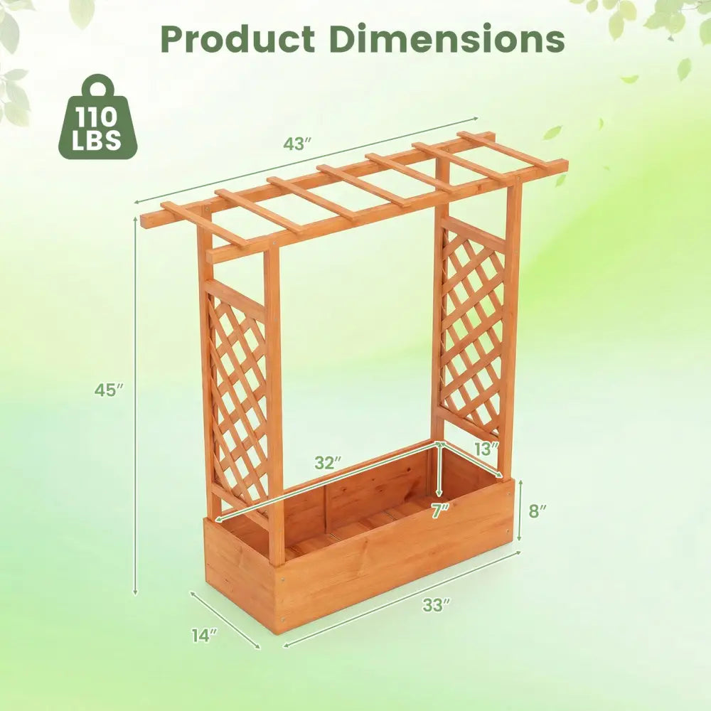 45 inch Tall Wooden Raised Garden Bed with Side Trellis and Hanging Roof-Orange - Orange - Raised Garden Beds