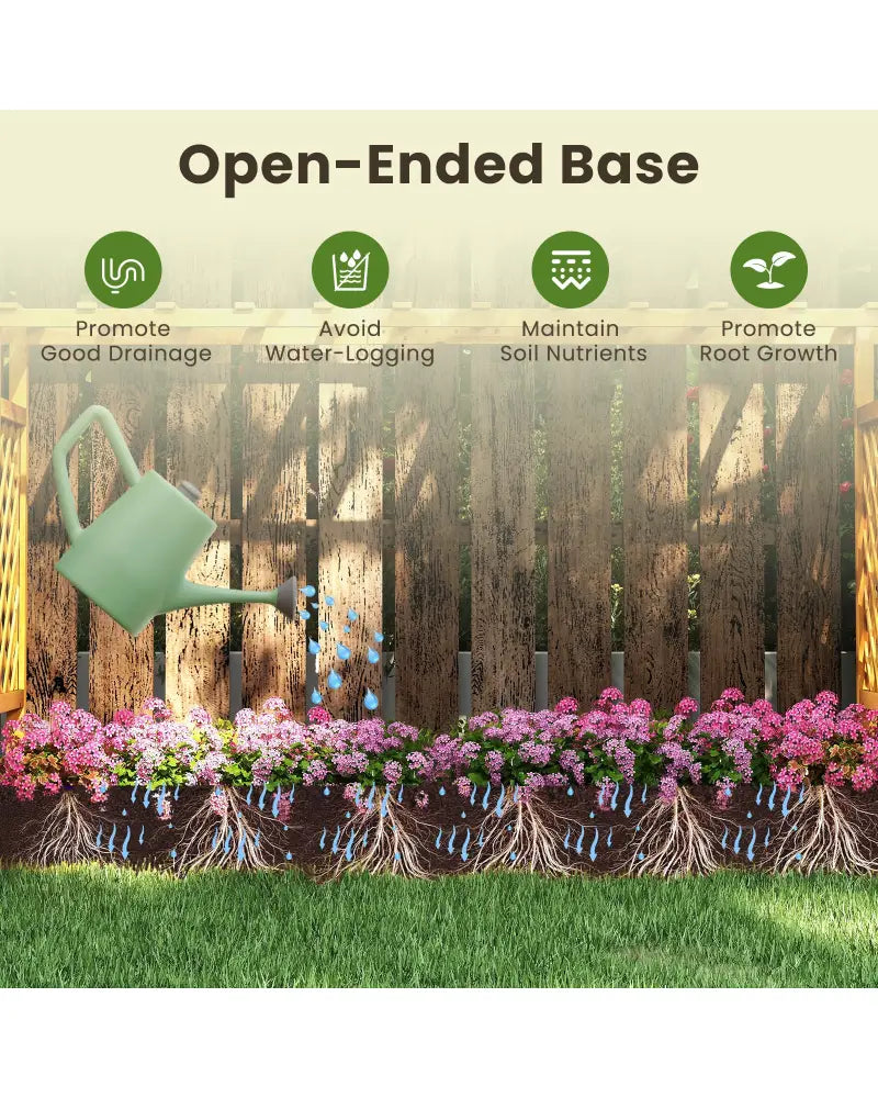45 Inch Wooden Raised Garden Bed with Lattice Trellis for Outdoor-Natural - Natural - Raised Garden Beds