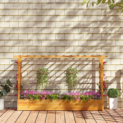 45 Inch Wooden Raised Garden Bed with Lattice Trellis for Outdoor-Natural - Natural - Raised Garden Beds