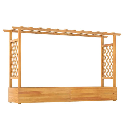 45 Inch Wooden Raised Garden Bed with Lattice Trellis for Outdoor-Natural - Natural - Raised Garden Beds