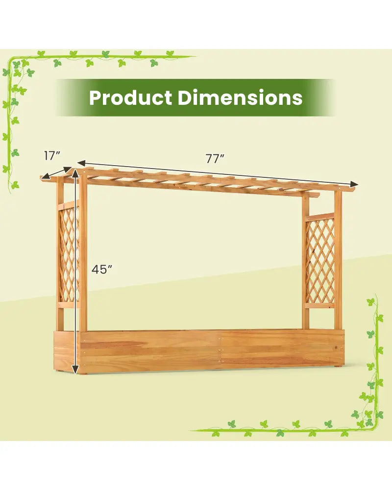 45 Inch Wooden Raised Garden Bed with Lattice Trellis for Outdoor-Natural - Natural - Raised Garden Beds