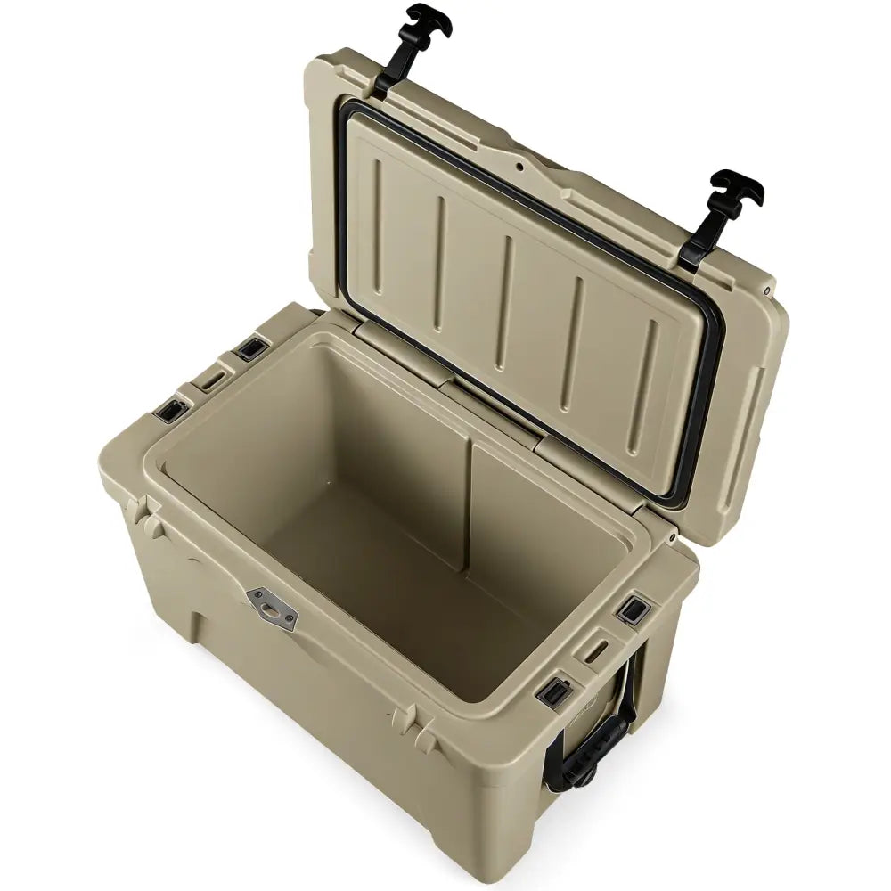 45 Quart Portable Hard Cooler Insulated Ice Chest Keeps Cool for up to 6 Days-Khaki - Khaki - Coolers