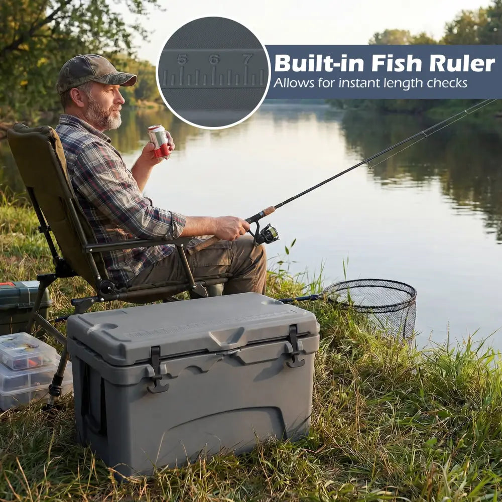 45 Quart Portable Hard Cooler Insulated Ice Chest Keeps Cool for up to 6 Days-Gray - Gray - Coolers