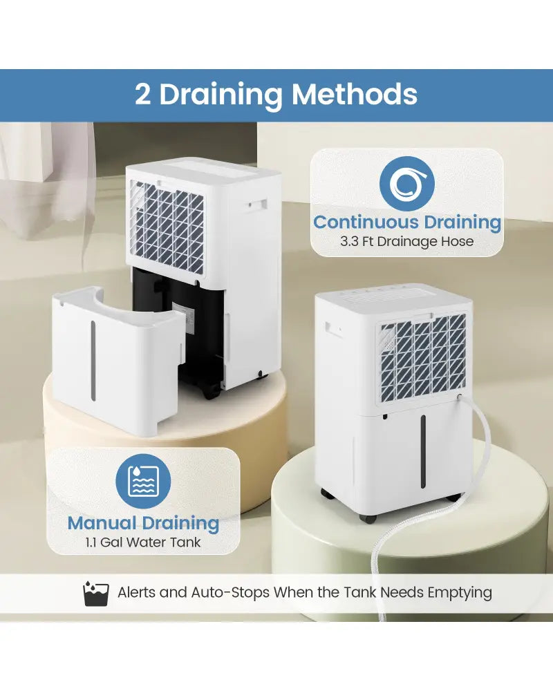 4500 Sq.Ft 54 Pints Dehumidifier with 3 Modesfor Home and Basement-White - White - Dehumidifiers