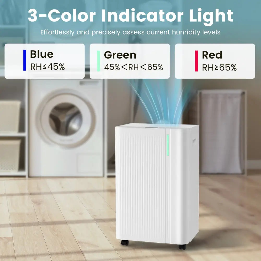 4500 Sq.Ft 54 Pints Dehumidifier with Drain Hose for Home-White - White - Dehumidifiers