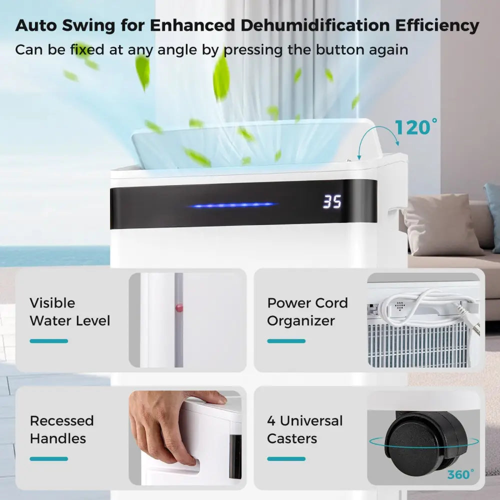4500 Sq. Ft 57 Pint Dehumidifier for Home and Basement-White - White - Dehumidifiers