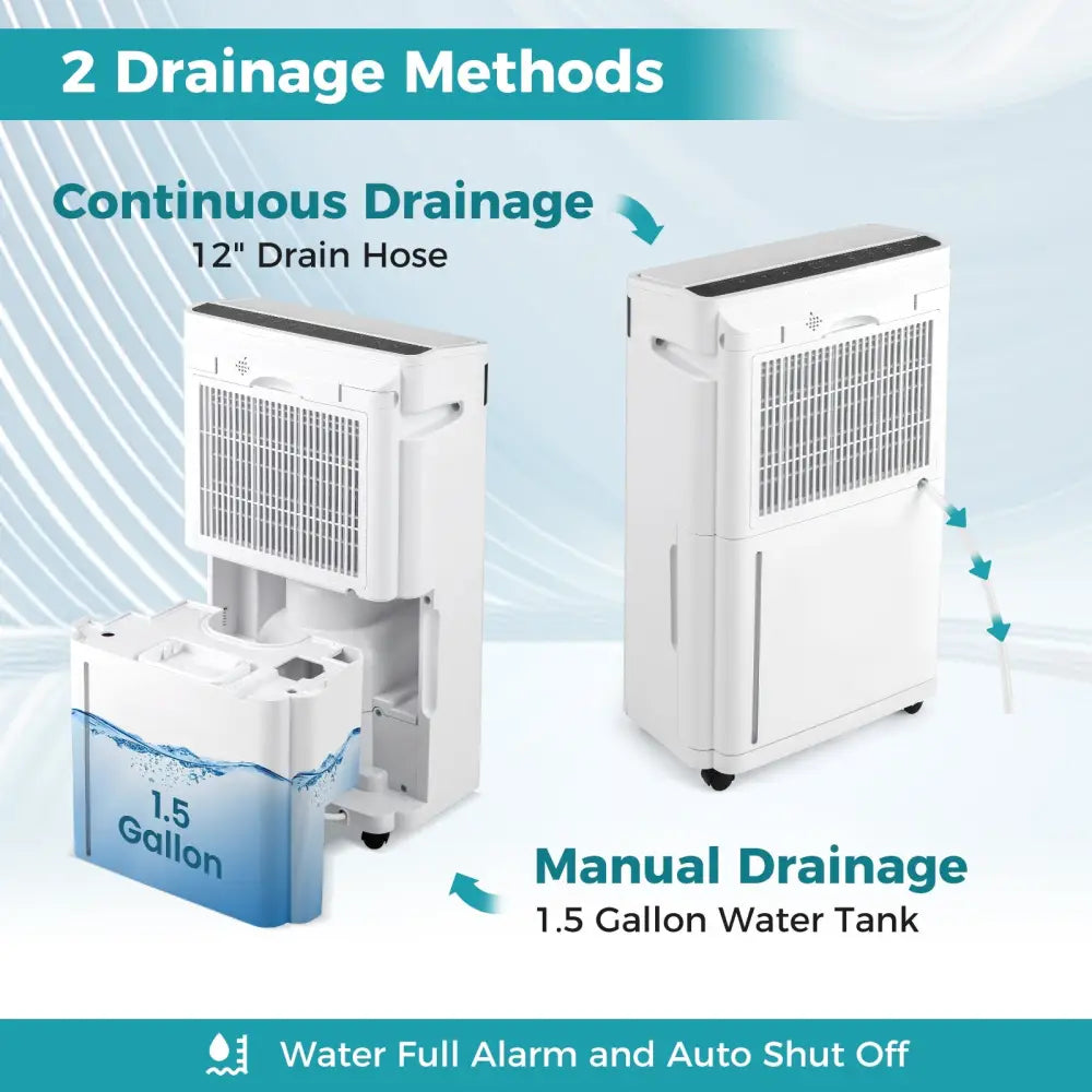 4500 Sq. Ft 57 Pint Dehumidifier for Home and Basement-White - White - Dehumidifiers