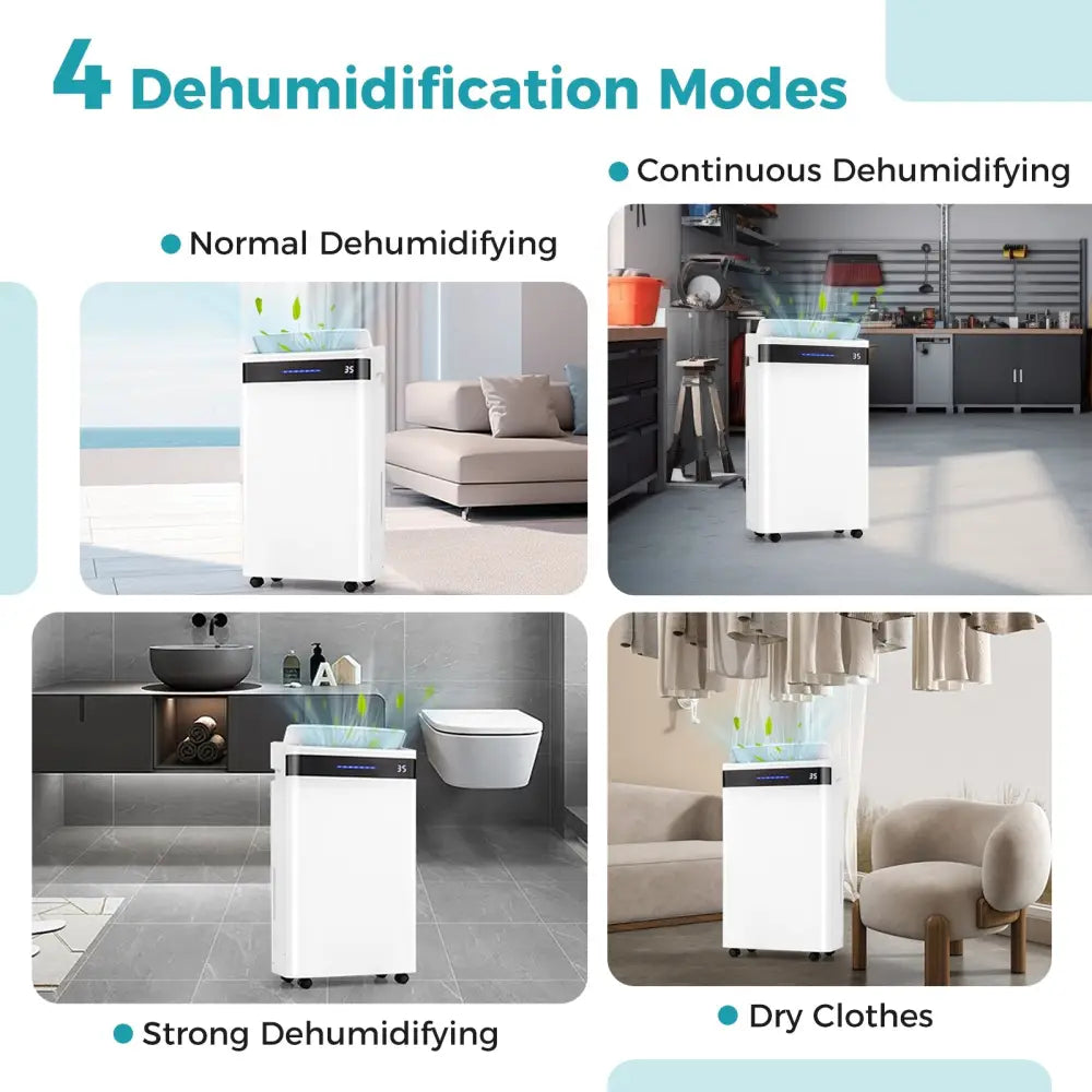 4500 Sq. Ft 57 Pint Dehumidifier for Home and Basement-White - White - Dehumidifiers