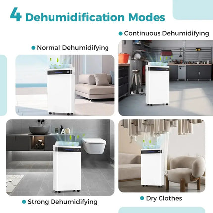 4500 Sq. Ft 57 Pint Dehumidifier for Home and Basement-White Costway