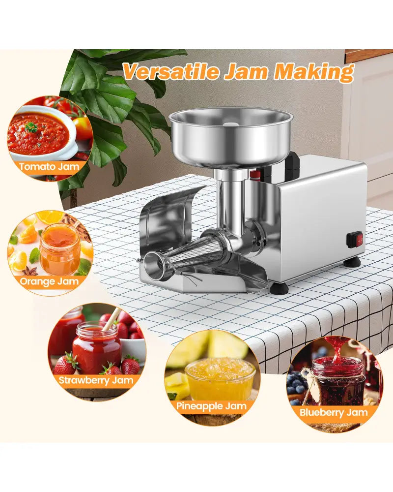 450W Electric Tomato Strainer Commercial Grade Food Mill Stainless Steel Sauce Maker - Silver - Food Grinders & Mills