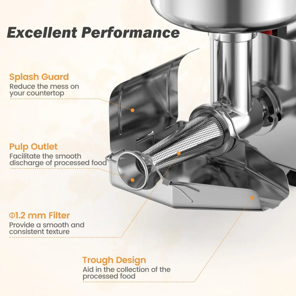450W Electric Tomato Strainer Commercial Grade Food Mill Stainless Steel Sauce Maker - Silver - Food Grinders & Mills