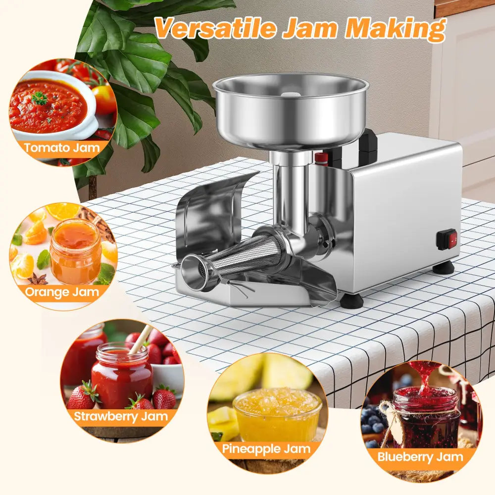 450W Electric Tomato Strainer Commercial Grade Food Mill Stainless Steel Sauce Maker - Silver - Food Grinders & Mills