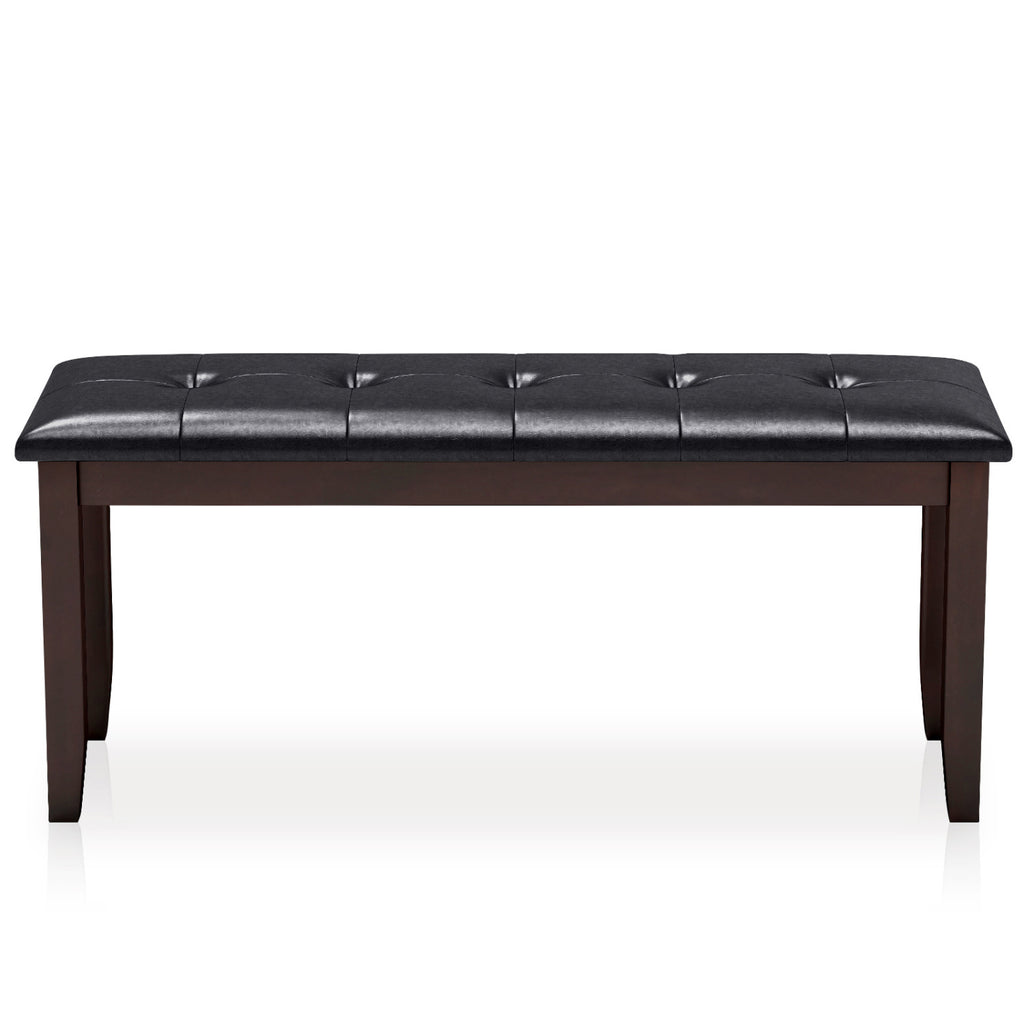 45.5" PU Leather Upholstered Bench with Soft Padded Seat and Strong Rubber Wood Legs-Brown
