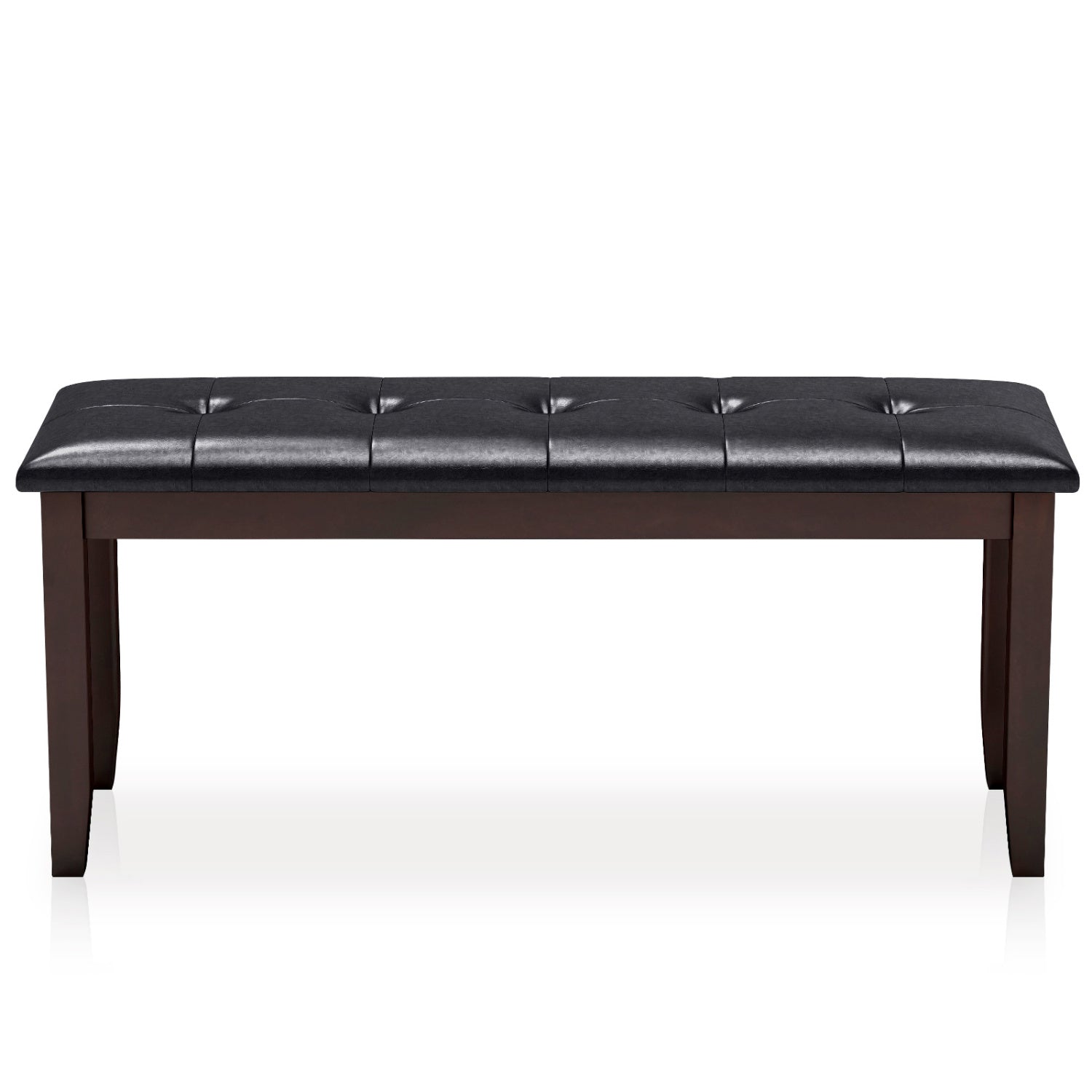 45.5" PU Leather Upholstered Bench with Soft Padded Seat and Strong Rubber Wood Legs-Brown