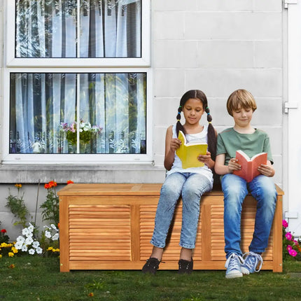 46 Gallon Acacia Wood Storage Bench Box for Patio Garden Deck - Natural - Sheds & Outdoor Storage