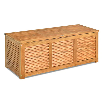 46 Gallon Acacia Wood Storage Bench Box for Patio Garden Deck - Natural - Sheds & Outdoor Storage