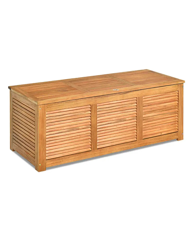 46 Gallon Acacia Wood Storage Bench Box for Patio Garden Deck - Natural - Sheds & Outdoor Storage