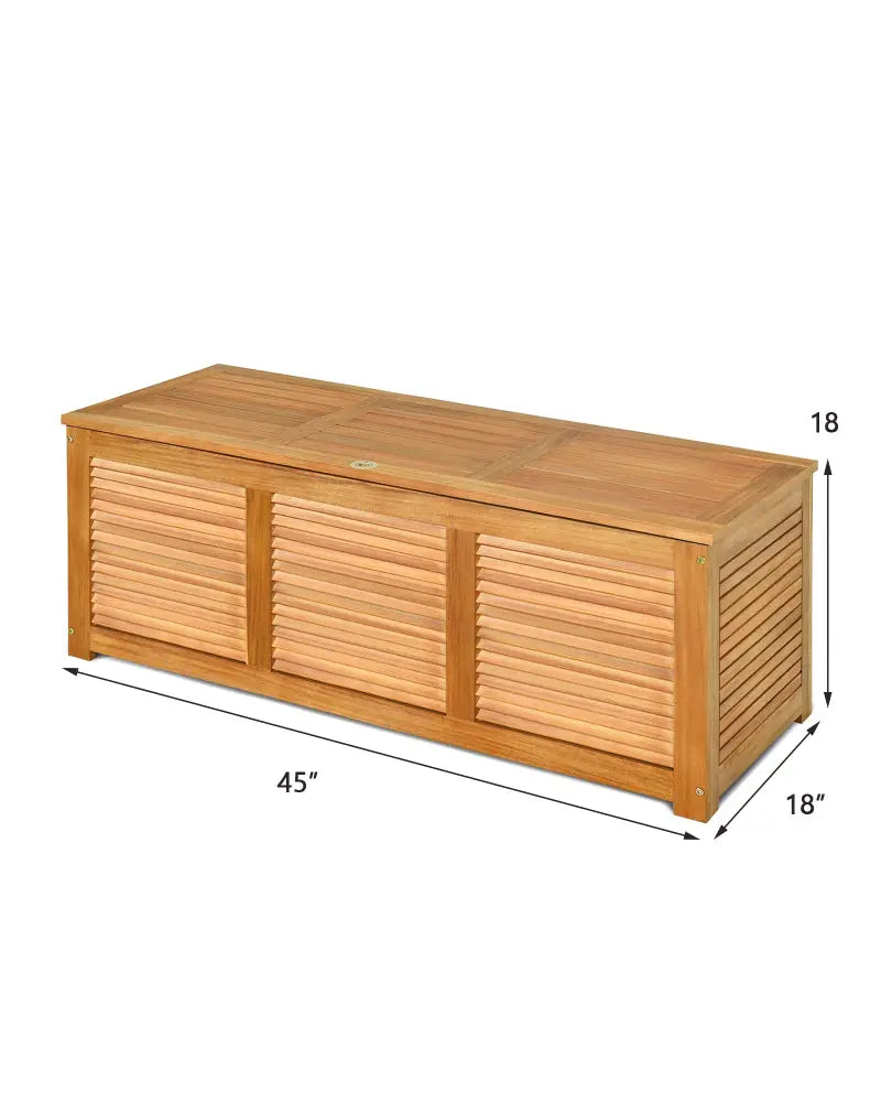46 Gallon Acacia Wood Storage Bench Box for Patio Garden Deck - Natural - Sheds & Outdoor Storage