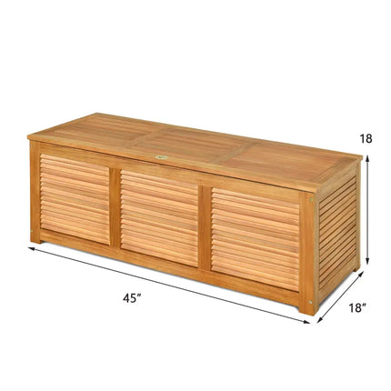 46 Gallon Acacia Wood Storage Bench Box for Patio Garden Deck - Natural - Sheds & Outdoor Storage