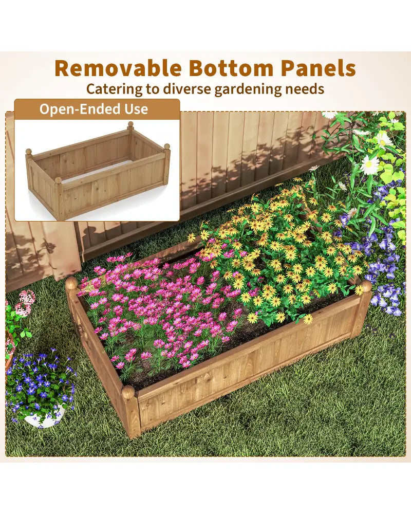 46 x 24 x 16 Inch Rectangular Planter Box with Drainage Holes for Backyard Garden Lawn-Brown - Brown - Raised Garden