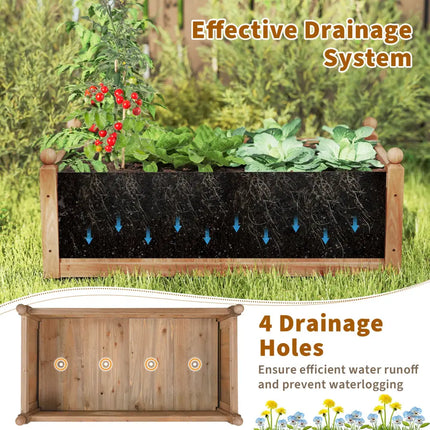 46 x 24 x 16 Inch Rectangular Planter Box with Drainage Holes for Backyard Garden Lawn-Brown - Brown - Raised Garden