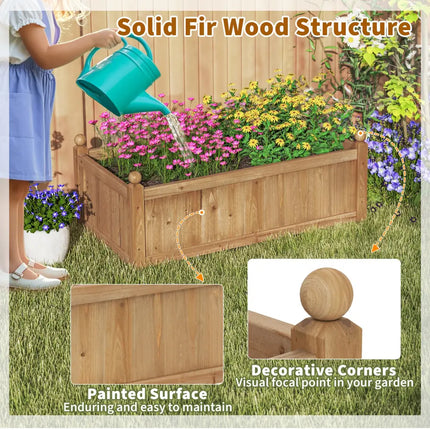 46 x 24 x 16 Inch Rectangular Planter Box with Drainage Holes for Backyard Garden Lawn-Brown - Brown - Raised Garden