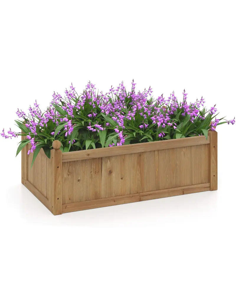 46 x 24 x 16 Inch Rectangular Planter Box with Drainage Holes for Backyard Garden Lawn-Brown - Brown - Raised Garden