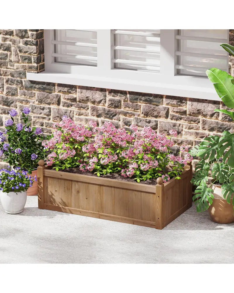 46 x 24 x 16 Inch Rectangular Planter Box with Drainage Holes for Backyard Garden Lawn-Brown - Brown - Raised Garden