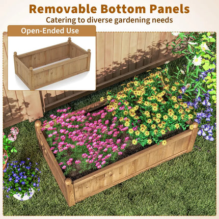 46 x 24 x 16 Inch Rectangular Planter Box with Drainage Holes for Backyard Garden Lawn-Brown - Brown - Raised Garden