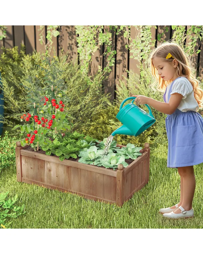 46 x 24 x 16 Inch Rectangular Planter Box with Drainage Holes for Backyard Garden Lawn-Brown - Brown - Raised Garden
