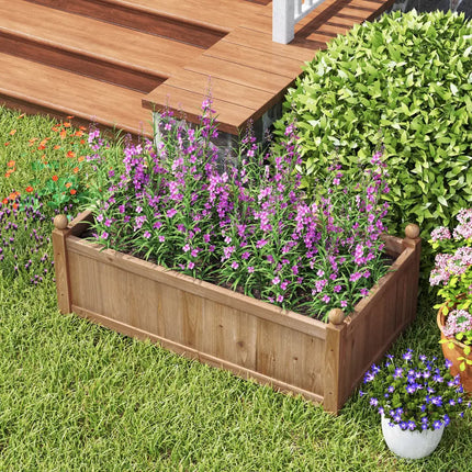 46 x 24 x 16 Inch Rectangular Planter Box with Drainage Holes for Backyard Garden Lawn-Brown - Brown - Raised Garden