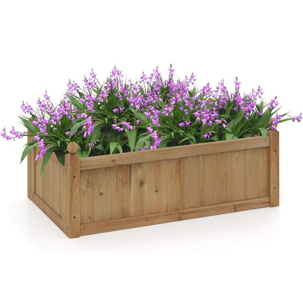 46 x 24 x 16 Inch Rectangular Planter Box with Drainage Holes for Backyard Garden Lawn-Brown - Brown - Raised Garden