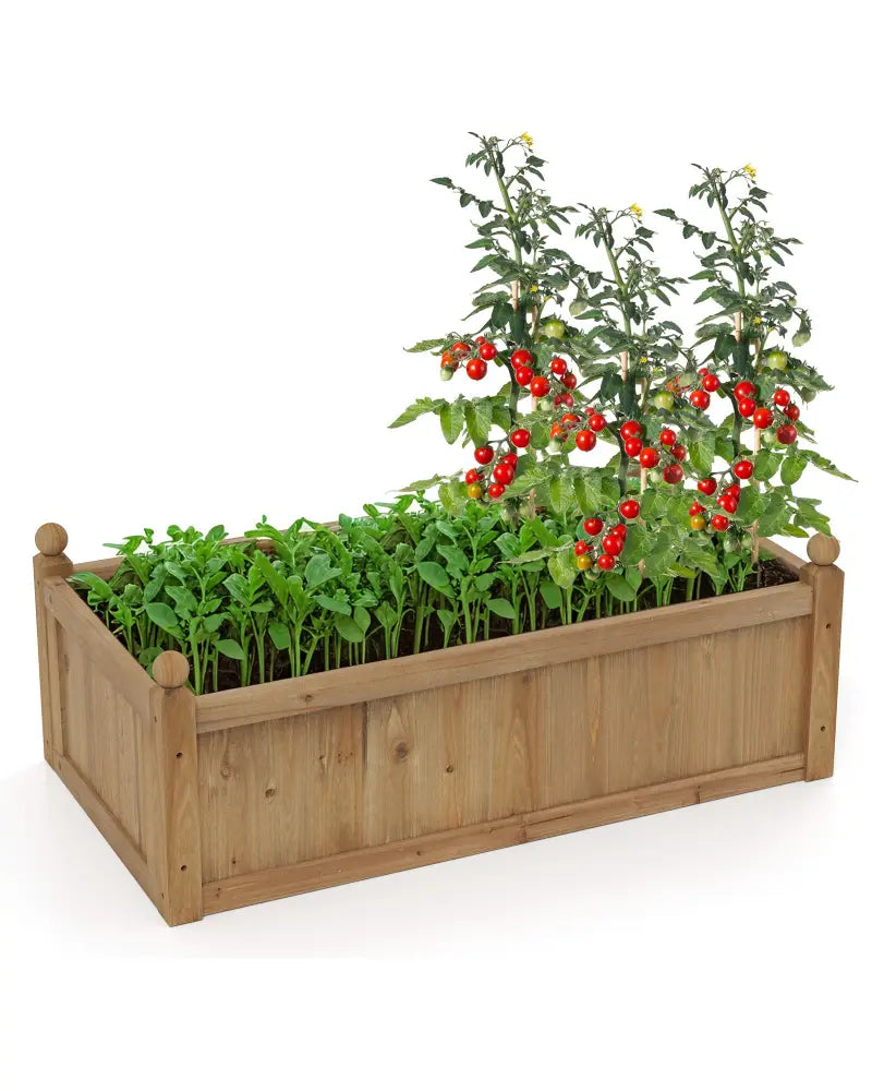 46 x 24 x 16 Inch Rectangular Planter Box with Drainage Holes for Backyard Garden Lawn-Brown - Brown - Raised Garden