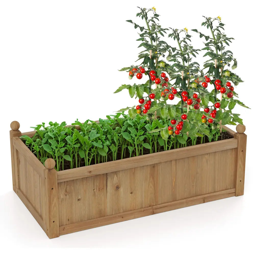 46 x 24 x 16 Inch Rectangular Planter Box with Drainage Holes for Backyard Garden Lawn-Brown - Brown - Raised Garden