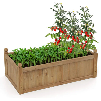 46 x 24 x 16 Inch Rectangular Planter Box with Drainage Holes for Backyard Garden Lawn-Brown - Brown - Raised Garden