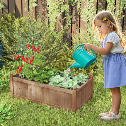 46 x 24 x 16 Inch Rectangular Planter Box with Drainage Holes for Backyard Garden Lawn-Brown - Brown - Raised Garden
