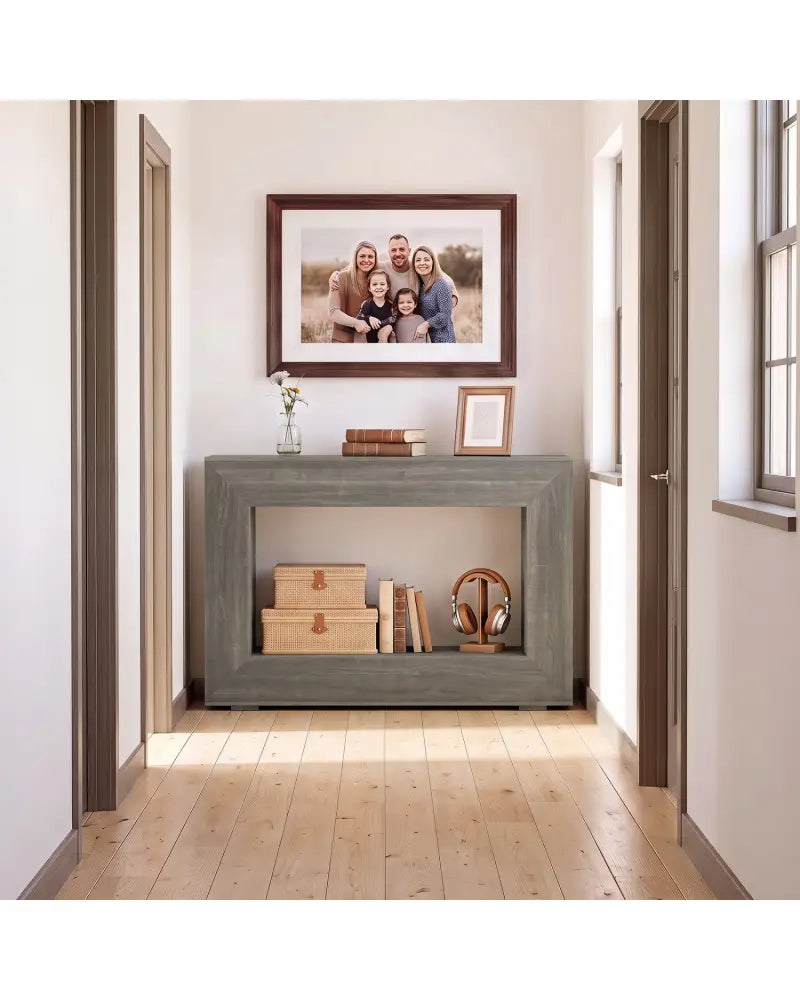 47’’ 2-Tier Farmhouse Console Table with Open Storage Shelf for Living Room-Oak - Oak - Console Tables