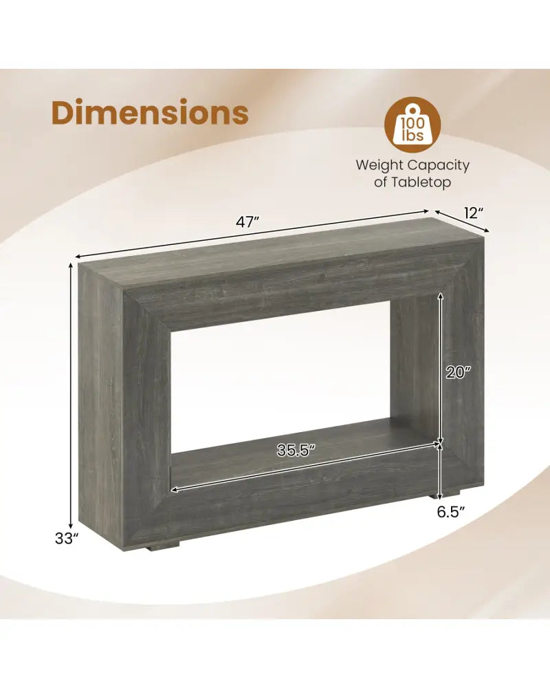 47’’ 2-Tier Farmhouse Console Table with Open Storage Shelf for Living Room-Oak - Oak - Console Tables