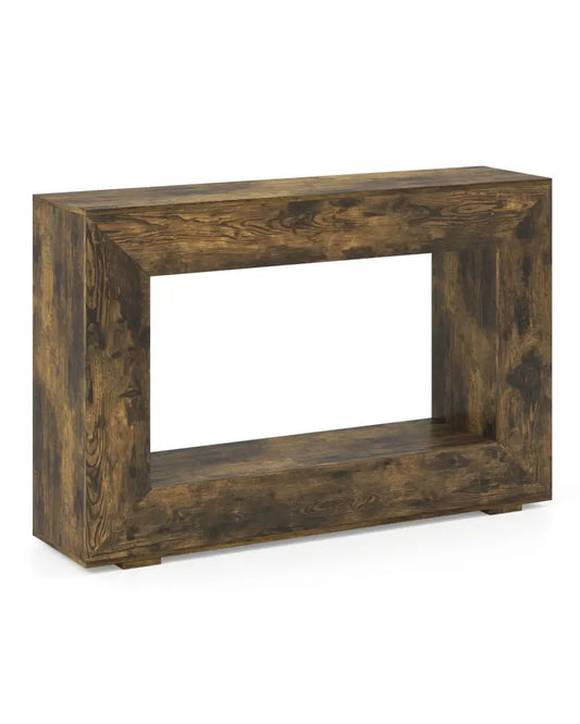 47’’ 2-Tier Farmhouse Console Table with Open Storage Shelf for Living Room-Rustic Brown - Rustic Brown - Console Tables