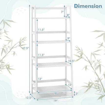 47.5 Inch 4-Tier Multifunctional Bamboo Bookcase Storage Stand Rack-White Costway