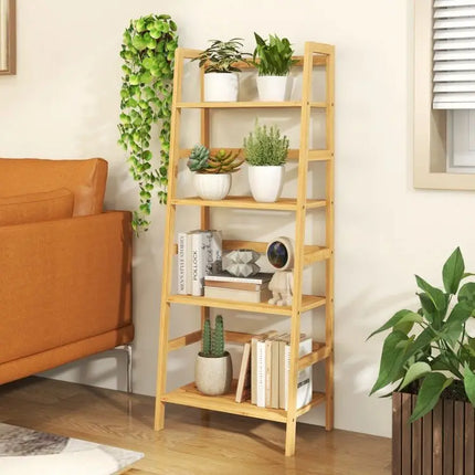47.5 Inch 4Tier Multifunctional Bamboo Bookcase Storage Stand Rack - Oasis Home Essentials